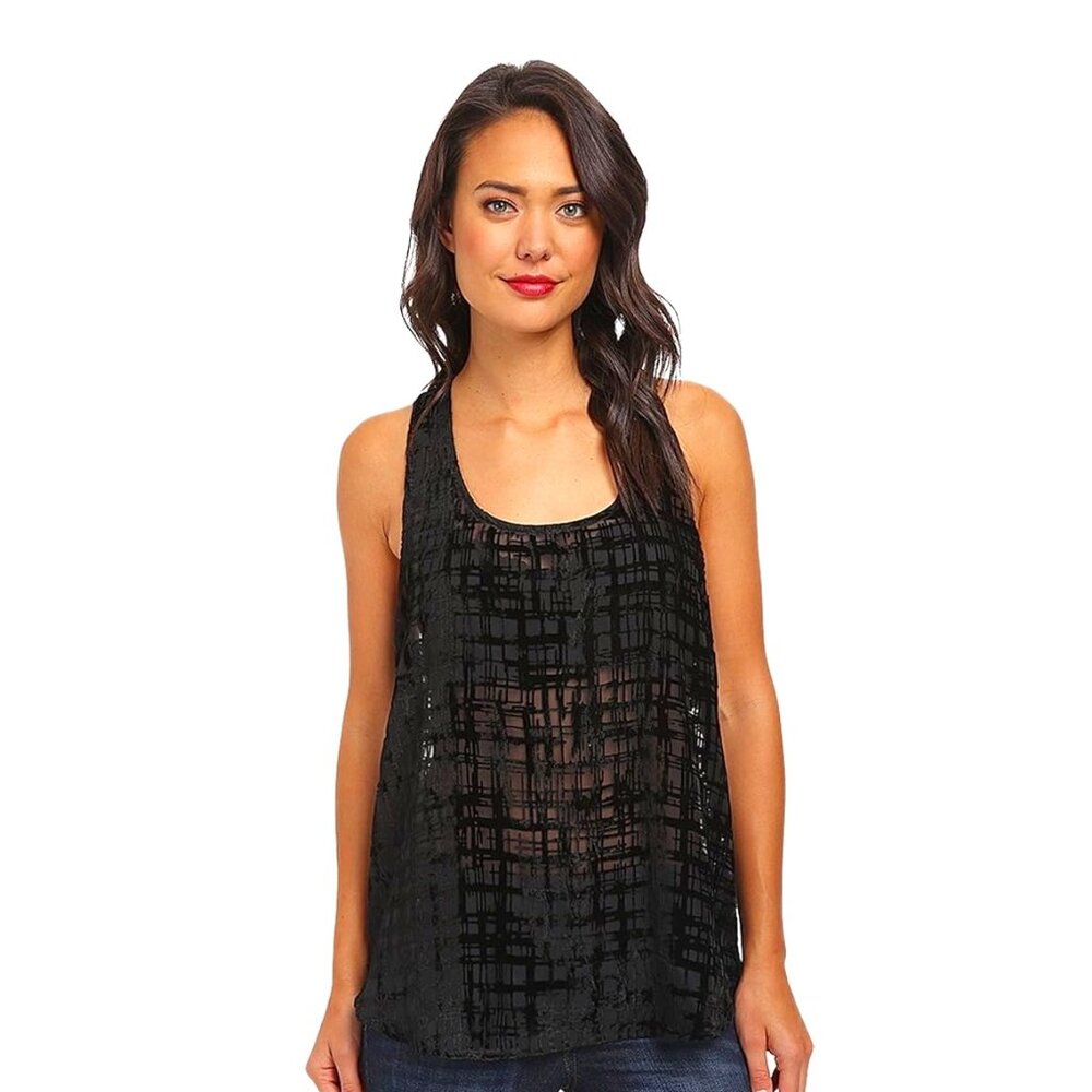 BB Dakota KENDI Black Velvet Burnout Tank